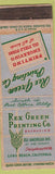 Matchbook Cover - Rex Green Printing Engraving Long Beach CA oil field forms