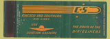 Matchbook Cover - Chicago Southern Airlines Dixie railroad? Shell oil gas
