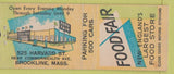Matchbook Cover - Food Fair Grocery Store Brookline MA