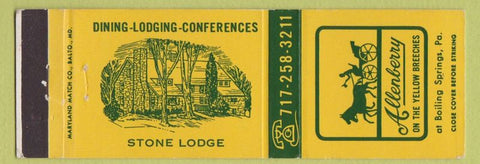 Matchbook Cover - Allenberry Stone Lodge Boiling Springs PA