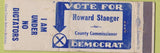 Matchbook Cover - Howard Staeger County Commissioner Democrat WEAR