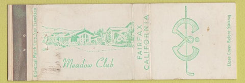 Matchbook Cover - Meadow Club Fairfax CA WORN