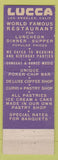 Matchbook Cover - Lucca Restaurant Los Angeles CA