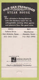 Matchbook Cover - Old San Francisco Steak House CA girlie 30 Strike