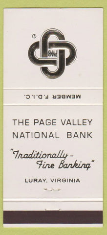 Matchbook Cover - Page Valley National Bank Luray VA 30 Strike