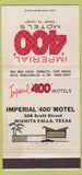 Matchbook Cover - 400 Imperial Motel Wichita Falls TX 30 Strike