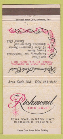 Matchbook Cover - Richmond Auto Court Richmond VA 30 Strike