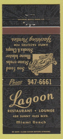 Matchbook Cover - Lagoon Restaurant Miami Beach FL 30 Strike