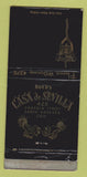 Matchbook Cover - Casa De Sevilla Santa Barbara CA WORN 30 Strike
