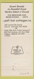 Matchbook Cover - Pali Kai Cottages Kauai Hawaii WEAR 30 Strike