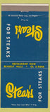 Matchbook Cover - Stear's Steaks Beverly Hills CA Corona Del Mar 30 Strike