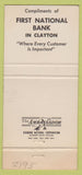 Matchbook Cover - First National Bank Clayton CA 30 Strike