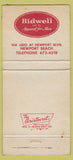 Matchbook Cover - Bidwell Men's Clothes Newport Beach CA monogramed 30 Strike