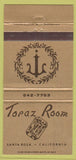 Matchbook Cover - Topaz Room Santa Rosa CA WEAR 30 Strike