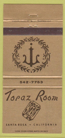 Matchbook Cover - Topaz Room Santa Rosa CA WEAR 30 Strike