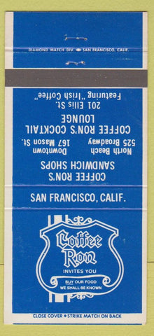 Matchbook Cover - Coffee Ron's Bar San Francisco CA 30 Strike