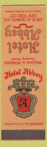 Matchbook Cover - Hotel Abbey New York City