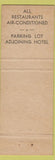 Matchbook Cover - Chancellor Hotel Parkersburg WV