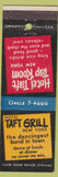Matchbook Cover - Hotel Taft Grill New York City