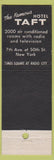 Matchbook Cover - Hotel Taft Grill New York City