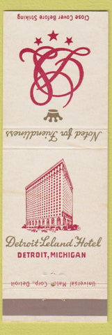 Matchbook Cover - Detroit Leland Hotel Detroit MI
