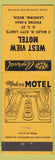 Matchbook Cover - West View Motel Lansing MI