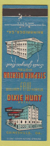 Matchbook Cover - Dixie Hunt Hotel Gainesville GA
