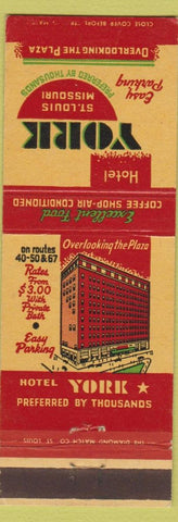 Matchbook Cover - Hotel York St Louis MO