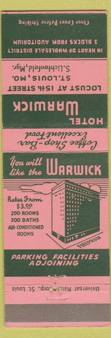 Matchbook Cover - Hotel Warwick St Louis MO