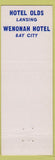 Matchbook Cover - Wenonah Hotel Bay City MI Native American girlie