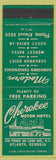 Matchbook Cover - Cherokee Motor Hotel Atlanta GA