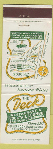 Matchbook Cover - Deck Restaurant Bar Brunswick GA