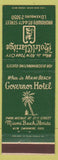 Matchbook Cover - Governor Hotel Miami Beach FL Claridge New York City