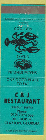 Matchbook Cover - C and J Restaurant Claxton GA