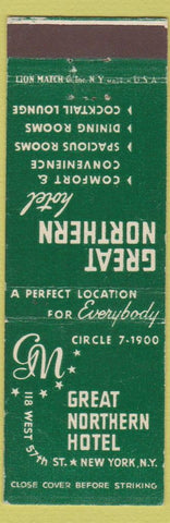 Matchbook Cover - Great Northern Hotel New York City