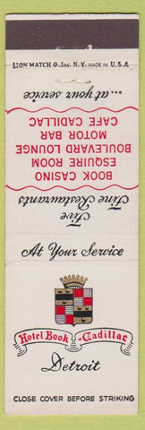 Matchbook Cover - Hotel Book Cadillac Detroit MI