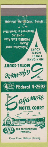 Matchbook Cover - Sagamore Motel Court Pontiac MI