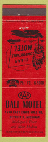Matchbook Cover - Bali Motel Detroit MI
