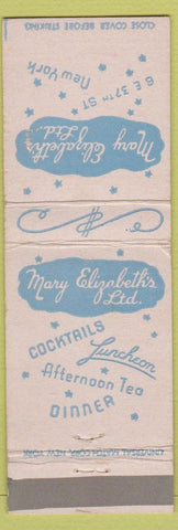 Matchbook Cover - Mary Elizabeth Cocktails Lunch New York City