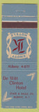 Matchbook Cover - De Witt Clinton Hotel Albany NY