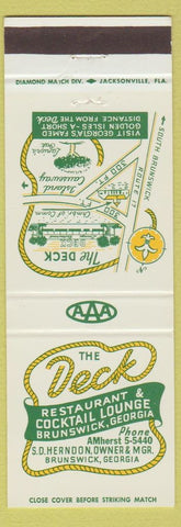 Matchbook Cover - Deck Restaurant Bar Brunswick GA