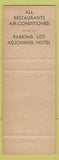 Matchbook Cover - Chancellor Hotel Parkersburg WV