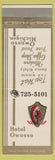 Matchbook Cover - Hotel Owosso MI WORN BACK