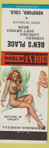 Matchbook Cover - Ben's Place Hereford Colorado pinup Pine Bluffs WY