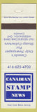 Matchbook Cover - Canadian Stamp News Mississauga ON