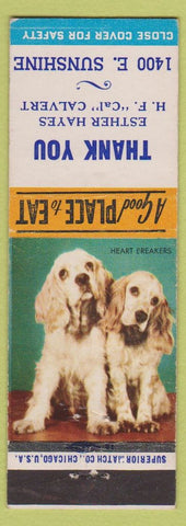 Matchbook Cover - Thank You Esther Hayes Cal Calvert NO TOWN