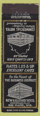 Matchbook Cover - Commercial Hotel Eau Claire WI WEAR