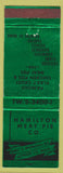 Matchbook Cover - Hamilton Meat Pie Detroit MI