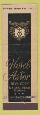 Matchbook Cover - Hotel Astor New York City