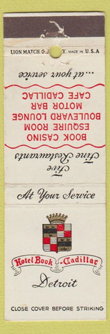 Matchbook Cover - Hotel Book Cadillac Detroit MI